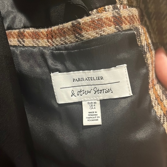 & other stories wool plaid trench coat size 4 - Picture 3 of 3